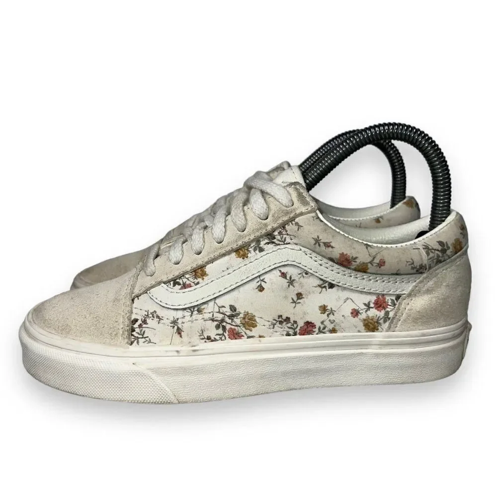 Vans Old Skool Vintage Floral Skate Shoes‎ Cream / Multicolor Women's 6